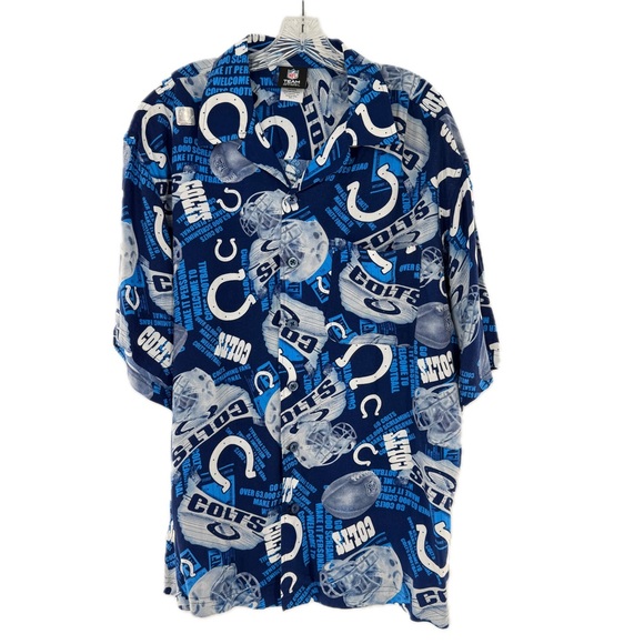 NFL Team Apparel Indianapolis Colts Button-Up Camp Shirt Men's Size Large - Picture 1 of 15